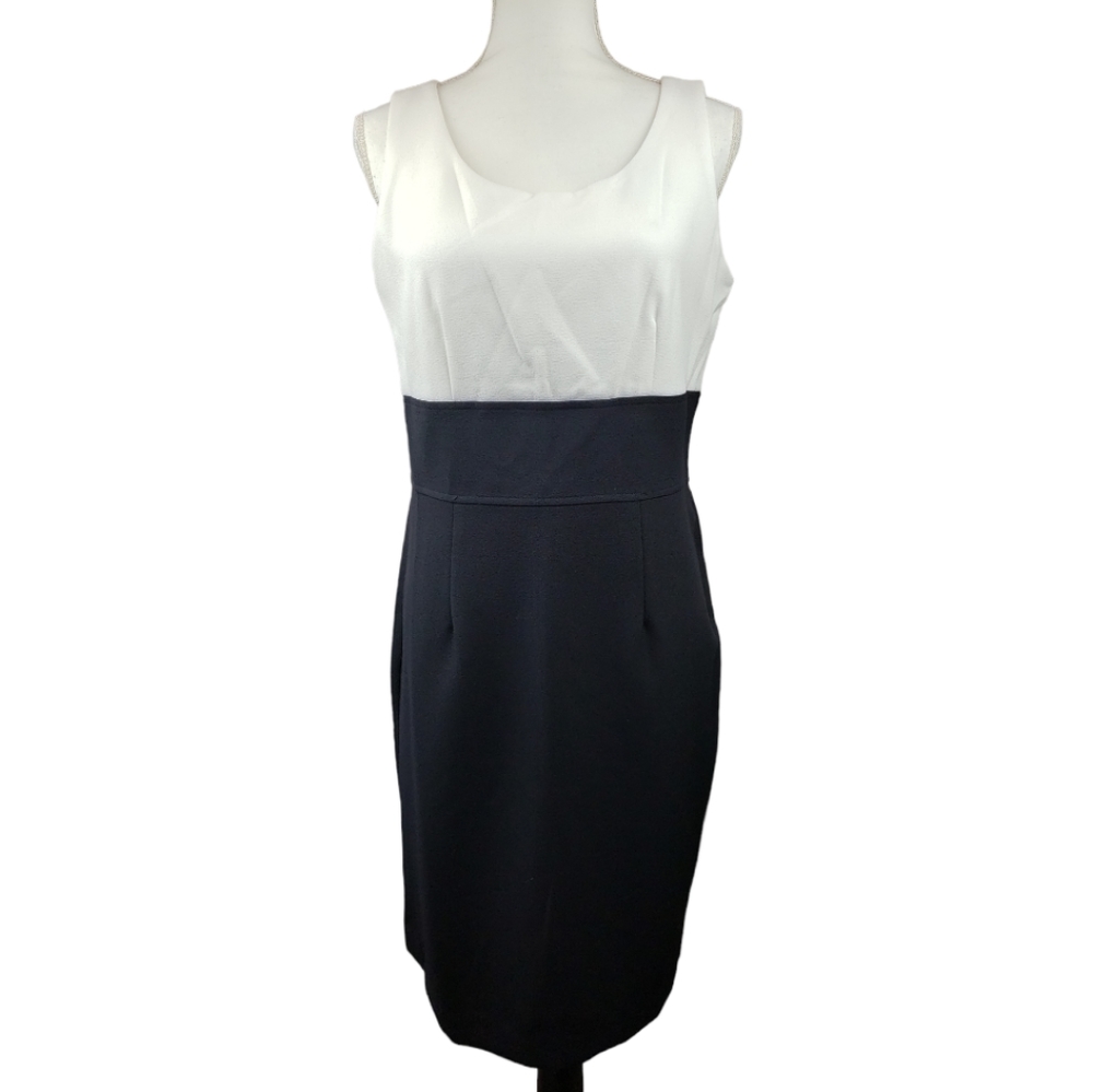 Studio One NY Shift Dress NWT in White/Black Size 10 Career Closet Staple